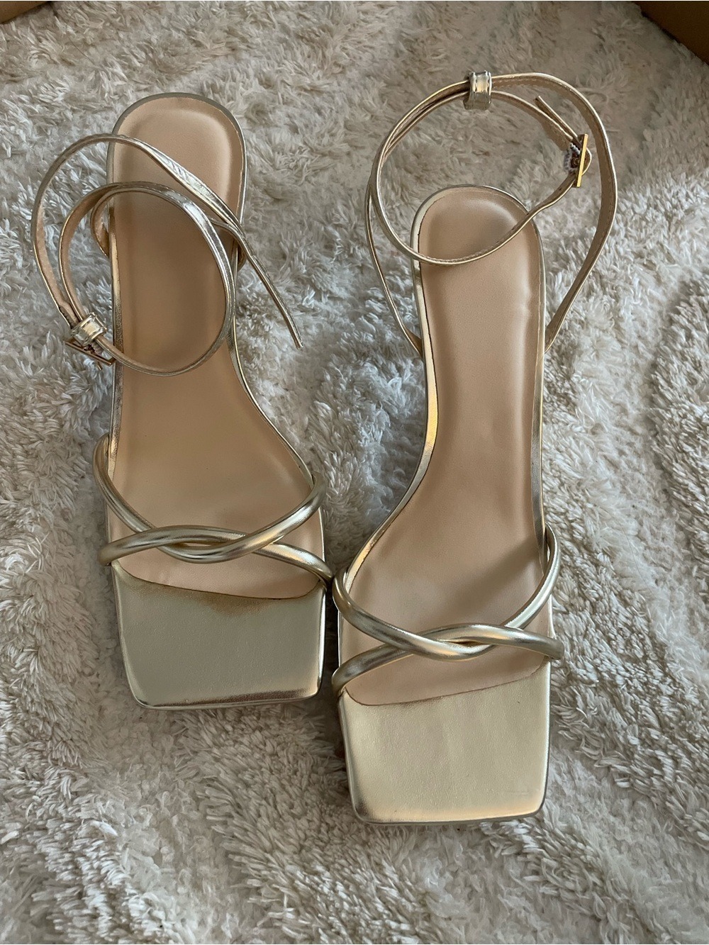 Gold Strappy Heels Women's Size 8.5